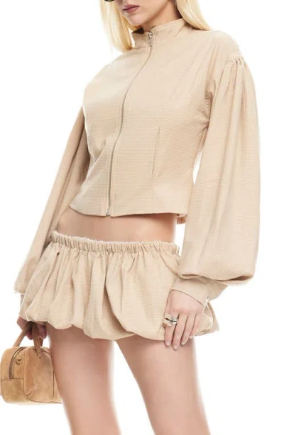 Lioness Eclipse Jacket In Beige Plaid In Brown