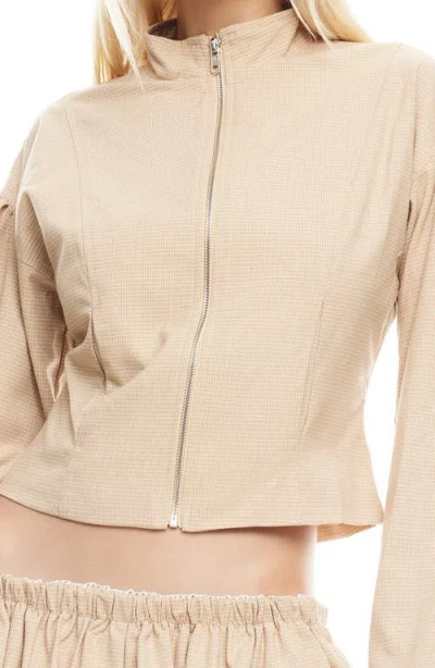 Lioness Eclipse Jacket In Beige Plaid In Brown