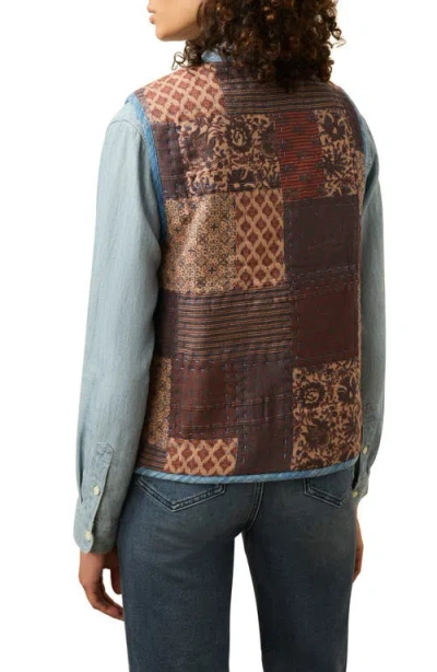 Faherty Indigo Quilted Patchwork Vest In Multi