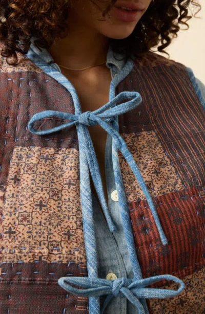 Faherty Indigo Quilted Patchwork Vest In Multi