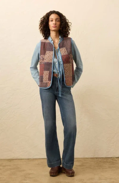 Faherty Indigo Quilted Patchwork Vest In Multi