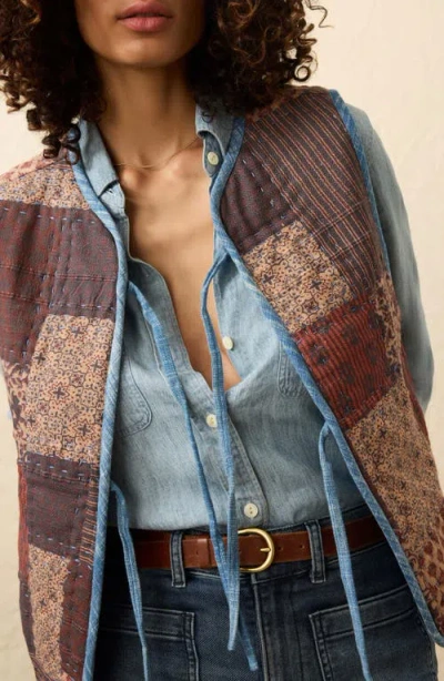 Faherty Indigo Quilted Patchwork Vest In Multi