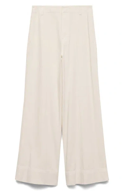 Mango Wide Leg Jeans In Sand