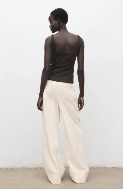 Mango Wide Leg Jeans In Sand