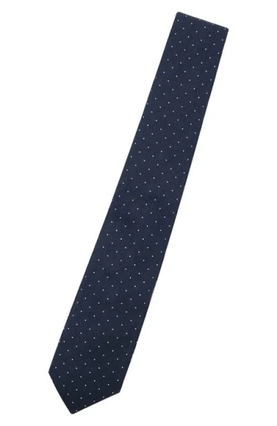 Construct Dot Print Satin Tie In Blue