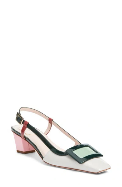 Roger Vivier 45mm Belle Vivier Patent Leather Lacquered Buckle Slingback Pumps In Multi