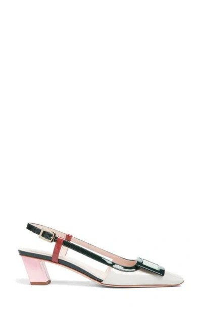 Roger Vivier 45mm Belle Vivier Patent Leather Lacquered Buckle Slingback Pumps In Multi