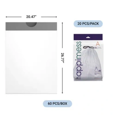 Happimess Scented Trash Can Liners, White Drawstring, In Blue