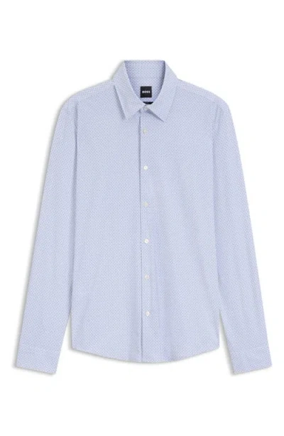 Hugo Boss Slim-fit Shirt In Printed Performance-stretch Jersey In Neutral