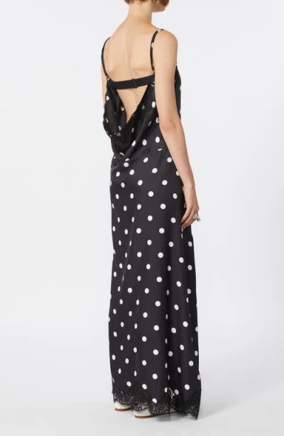 Sportmax Capo Polka Dot Lace Trim Silk Slipdress In Black