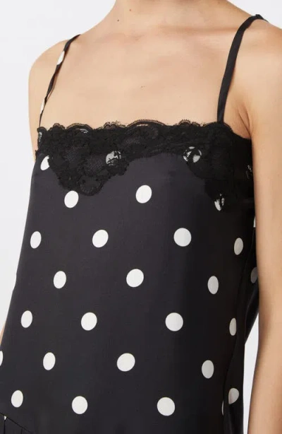 Sportmax Capo Polka Dot Lace Trim Silk Slipdress In Black