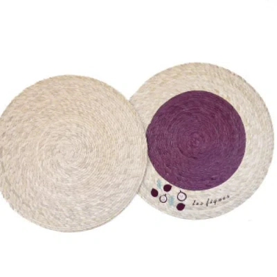 Coppermill Kitchen Palm Double Sided Placemat With Embroidery In Purple
