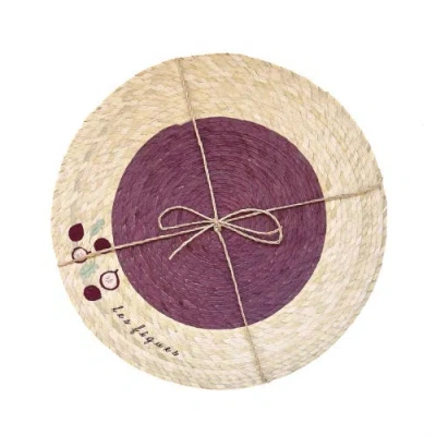 Coppermill Kitchen Palm Double Sided Placemat With Embroidery In Purple