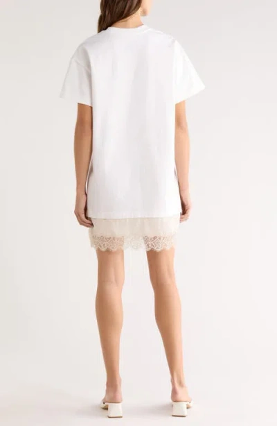 Staud Grier Silk And Lace-trimmed Cotton-jersey Mini Dress In White