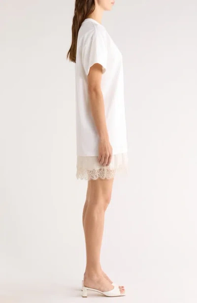 Staud Grier Silk And Lace-trimmed Cotton-jersey Mini Dress In White