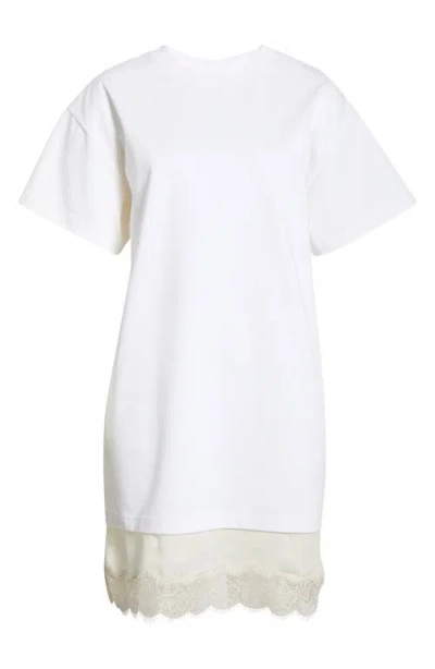Staud Grier Silk And Lace-trimmed Cotton-jersey Mini Dress In White