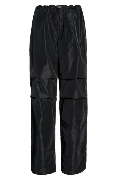 Staud Dash Silk Blend Drawstring Pants In Black