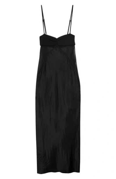 Rick Owens Panelled Satin Midi Slip Dress In Black