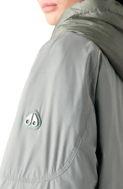 Moose Knuckles Tegan Water Repellent Layered Down Bomber Jacket In Green