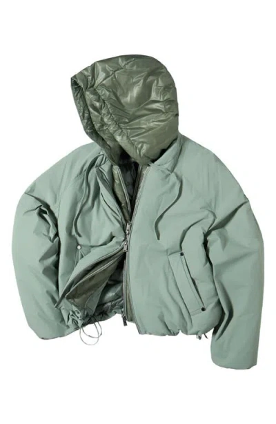 Moose Knuckles Tegan Water Repellent Layered Down Bomber Jacket In Green