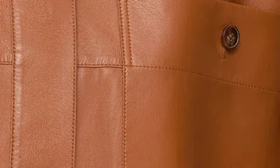 Lafayette 148 Nappa Leather Oversized Cropped Shirt Jacket In Brown