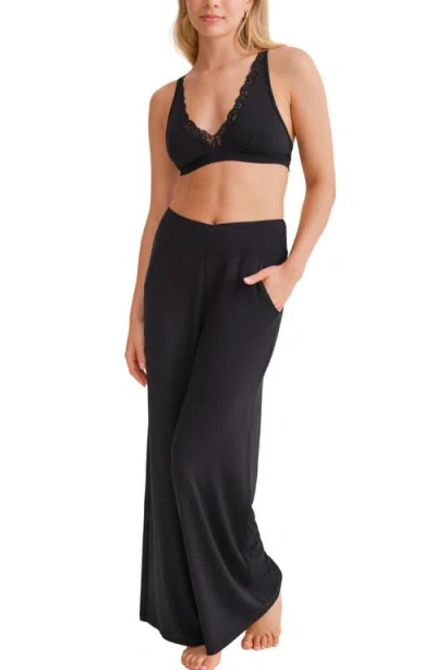 Fleur't Lace Trim Bralette In Black