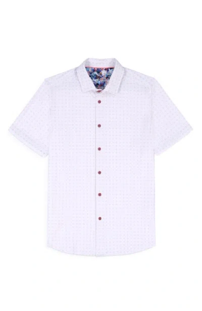 Robert Graham Brompton Knit Short Sleeve Button-up Shirt In White