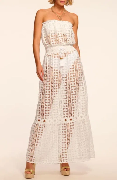 Ramy Brook Henrietta Cotton Embroidered Strapless Coverup Dress White In Pink