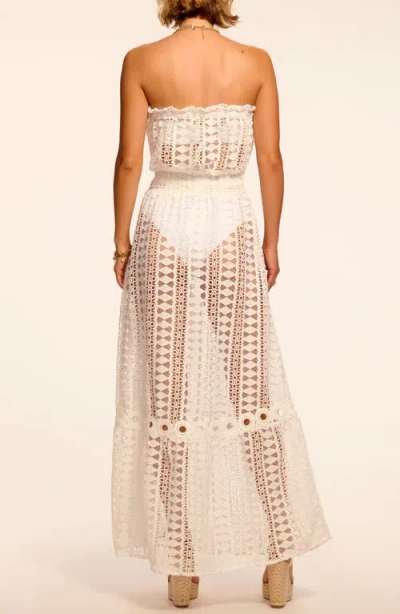 Ramy Brook Henrietta Cotton Embroidered Strapless Coverup Dress White In Pink