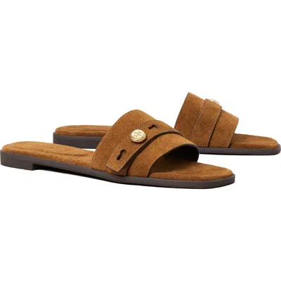 Tory Burch Romy Strap Button Slide In Brown