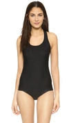 Spanx Ecocare Seamless Rib Tank Thong Bodysuit In Black