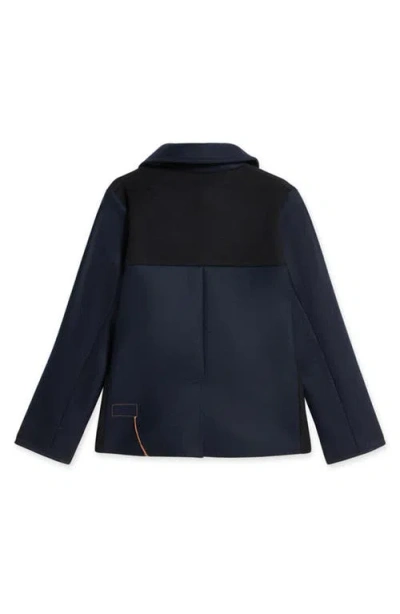 Fortela Patchwork Wool Caban Jacket In Blue