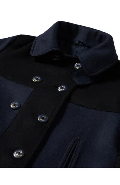 Fortela Patchwork Wool Caban Jacket In Blue