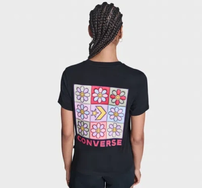 Converse Flower Grid T-shirt In Black