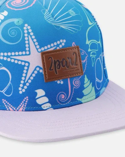 Deux Par Deux Flat Brim Shell Cap In Blue