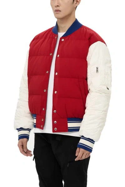 Alphastyle Hamden Mens Reversible Down Varsity Jacket In Blue
