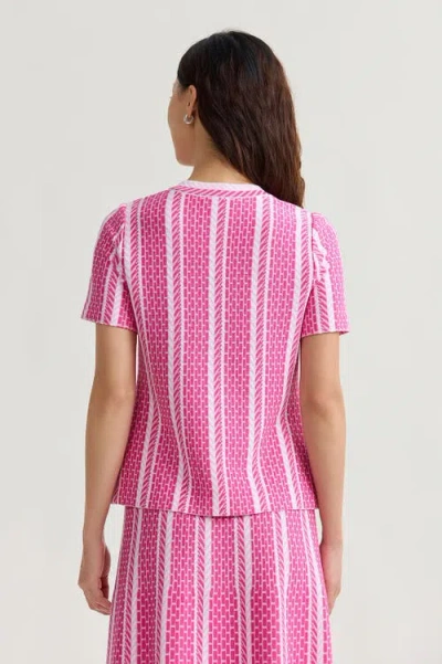 Ming Wang Roadmap Pattern Soft Knit Top In Pink