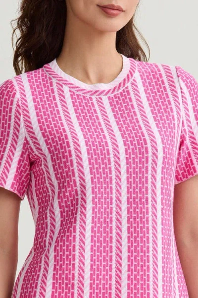 Ming Wang Roadmap Pattern Soft Knit Top In Pink
