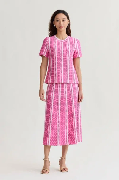 Ming Wang Roadmap Pattern Soft Knit Top In Pink