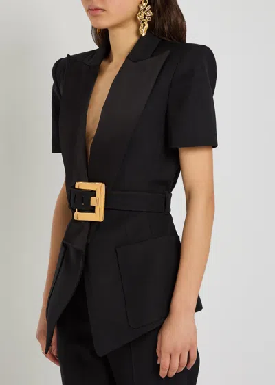 Balmain Women Grain De Poudre Blazer In Blue