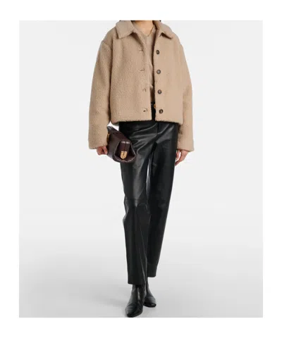 Vince Leather Cropped Straight Pants In Black