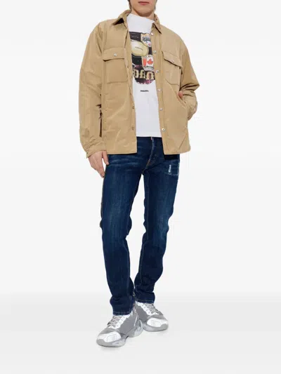 Dsquared2 Buttoned-up Insulated Jacket In Nude