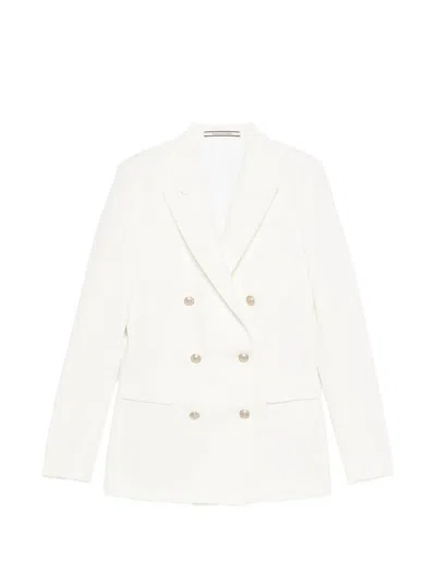 Tagliatore Double Breasted Jacket Structured Front Pockets In White