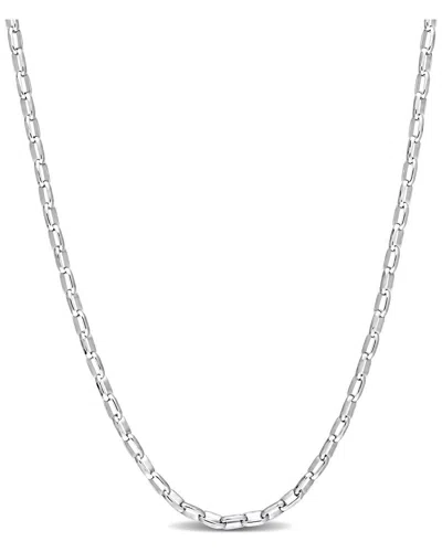 Italian Silver Fancy Rectangular Rolo Chain Necklace In Silver