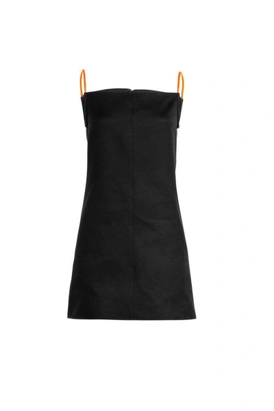 Courrèges Cotton Dress With Plastic Straps In Black