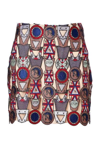 Mary Katrantzou Poppycon Lace Mini-skirt In Multicolored