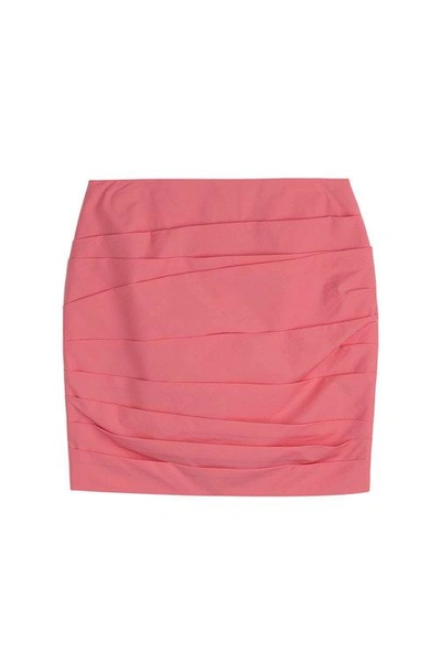 Paule Ka Ruched Cotton Skirt In Pink