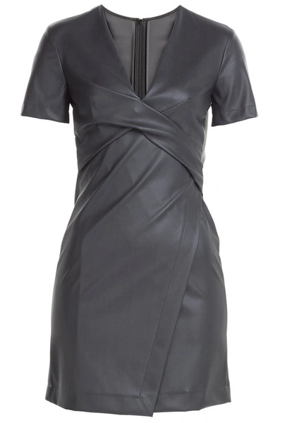 Cedric Charlier Faux Leather Dress In Black