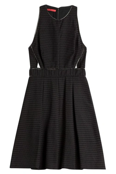 Tamara Mellon Woven Dress With Cut-outs In Black