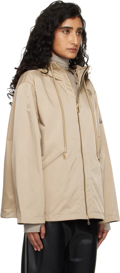 Moncler Cassiopea Hooded Polyester Jacket Drawstring Pockets In Neutral